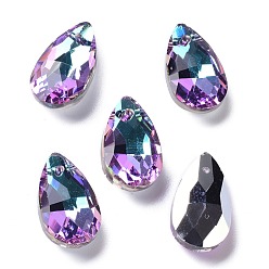 Фиолетовый Кулоны из граненого стекла, фиолетовые, 16x9x5 мм, отверстие : 1 мм