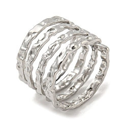 Нержавеющая Сталь Цвет Не тускнеет 304 широкое кольцо из нержавеющей стали, открытое кольцо-манжета с несколькими линиями, цвет нержавеющей стали, размер США 7 1/2 (17.7 мм)