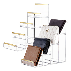 Clear 2Pcs 4-Tier Gold Edged Acrylic Minifigures Display Riser, Jewelry Organizer Holder for Jewelry Cosmetic, Rectangle, Clear, 11x22x22.3cm
