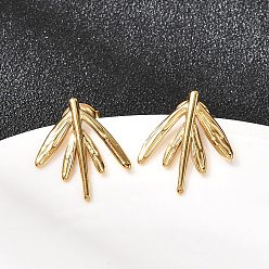 Настоящее золото 18K 304 из нержавеющей стали листьев серьги стержня, ионное покрытие (ip), реальный 18 k позолоченный, 17x15 мм