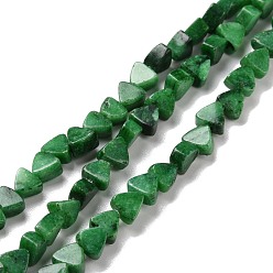 Dark Green Natural Calcite Beads Strands, Dyed, Triangle, Dark Green, 5.5x6x3.5mm, Hole: 0.8mm, about 81pcs/strand, 15.94 inch(40.5cm)