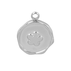 Цветок 304 подвески из нержавеющей стали, плоский круглый шарм, цвет нержавеющей стали, цветок, 16x13 мм