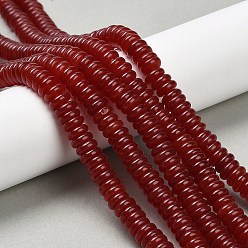 Темно-Красный Бусины из натурального белого нефрита, окрашенные, рондель, темно-красный, 6.5x2~2.5 мм, отверстие : 1 мм, около 159 шт / нитка, 15.08'' (38.3 см)