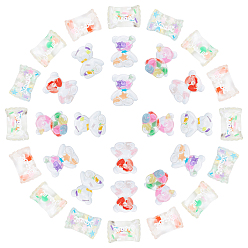 Mixed Color Transparent Resin Cabochons, with Polymer Clay, Bear & Candy, Mixed Color, 23.5x16x7mm, 21x18x8mm, 32pcs/set