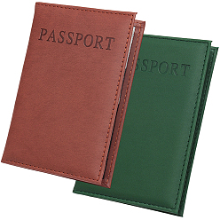 Mixed Color 2Pcs 2 Colors PU Leather Passport Cover, Rectangle, Mixed Color, 142x100x7mm, 1pc/color 