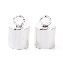 Серебро 201 концы из нержавеющей стали шнур, Торцевые крышки, колонка, серебряные, 10.5x7 мм, отверстие : 2 мм, внутренний диаметр: 6 мм