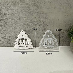 Рождественская елка Силиконовые формы для украшения рождественской темы своими руками, для изготовления изделий из уф-смолы и эпоксидной смолы, белые, рождественская елка, 86x86x11 мм, внутренний диаметр: 78x78 мм