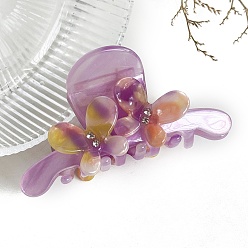 Сливовый Заколки для волос из ацетата целлюлозы и железных когтей, стиль со стразами для женщин и девочек, бабочка, слива, 80 мм