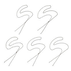 Stainless Steel Color Adjustable 304 Stainless Steel Slider Chains Lariat Necklaces Makings, with Brass Beads, Stainless Steel Color, 24.02 inch(61cm)