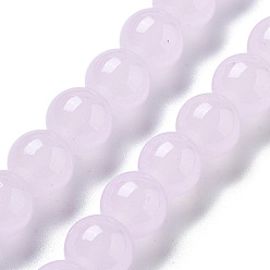 чертополох Круглые стеклянные бусины, имитация нефрита, чертополох, 10x9 мм, отверстие : 1.4 мм, около 40 шт / нитка, 14.76'' (37.5 см)