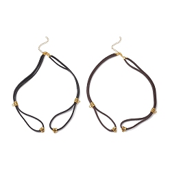 (52) Непрозрачная лаванда 2 шт. 2 цвета кожаный шнур из коровьей кожи двухслойное ожерелье изготовление, с дужками из сплава в тибетском стиле и 304 фурнитурой из нержавеющей стали, античное золото , разноцветные, 16-1/8 дюйм (41 см), 1 шт / цвет