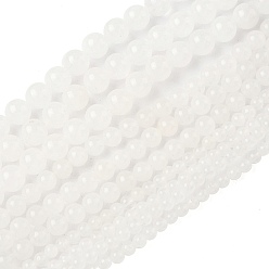 Белый Нефрит Натуральный белый нефритовый шарик нити, круглые, 4~8 мм, отверстие : 0.5~1 мм, около 49~96 шт / нитка, 15.7 дюйм (40 см)