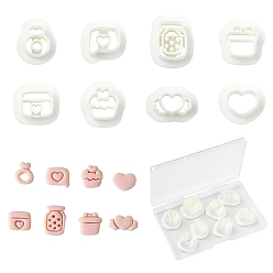 Blanc 8 pièces 8 styles kit de découpe de boucles d'oreilles en pâte polymère, blanc, 6×9.5cm