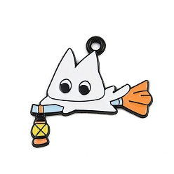 Cat Shape Подвески из сплава хэллоуина с эмалью, чёрные, форма кошки, 24x26x1 мм, отверстие : 1.6 мм