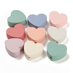 (52) Непрозрачная лаванда Бусины из натурального клена, окрашенные распылением, сердце, разноцветные, 16x17.5x6 мм, отверстие : 2 мм, Около 735 шт / 500 г