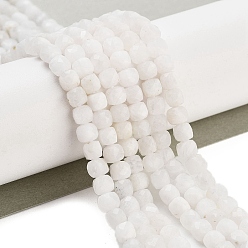 Rainbow Moonstone Бусины из натурального радужного лунного камня, граненые, кубические, 3.5~4.5x3.5~4x3.5 мм, отверстие : 0.6 мм, около 103~106 шт / нитка, 15.55'~15.75'' (39.5~40 см)