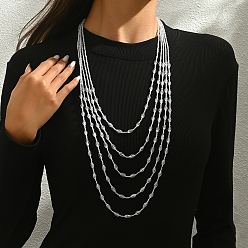 Белый Пластиковые длинные биконические бусины в богемном стиле, многослойные ожерелья для женщин на каждый день, белые, 25.98 дюйм (66 см)