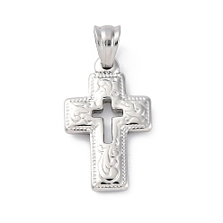 Нержавеющая Сталь Цвет 304 подвески из нержавеющей стали, крест прелести, анти-тускнение, цвет нержавеющей стали, 23.5x14.5x2.5 мм, отверстие : 4.5x4.5 мм