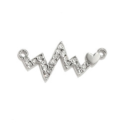 Нержавеющая Сталь Цвет Подвески в форме сердца из нержавеющей стали со стразами, цвет нержавеющей стали, кристалл, 26x12 мм