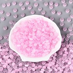Rose Nacré Perles de verre de style banc de tirage de qualité A de FGB, rondelle, imitation chat perles oeil, perle rose, 7.5x4.5mm, Trou: 1.2~1.4mm, environ 1250 pcs / livre