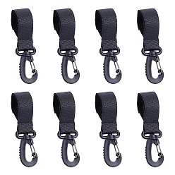 Noir Fermoirs pivotants en plastique et nylon, crochets de poussette, boucle de poussette, Crochets rotatifs à 360 degrés, robinets magiques, noir, 184x25x1mm, 4 paires / set
