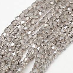 Gainsboro Electroplate Glass Beads Strands, Half Plated, Faceted, Cube, Gainsboro, 4x4x4mm, Hole: 1mm, about 100pcs/strand, 15.7 inch