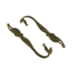 Античная Бронза Тибетский стиль русалка сплава закладки, без кадмия, без никеля и без свинца, античная бронза, 121x32x3 мм, Отверстие : 3 мм , около 65 шт / 1000 г