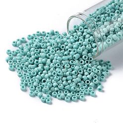 (413F) Turquoise Opaque Rainbow Matte Toho runde Rocailles, japanische Rocailles, (413 f) Türkis undurchsichtig Regenbogen matt, 8/0, 3 mm, Bohrung: 1 mm, ca. 10000 Stk. / Pfund
