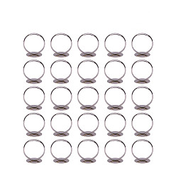 Серебро Латуни баз площадку кольцо, регулируемый, серебряные, Размер: 7, 14 мм