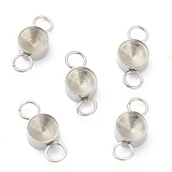 Нержавеющая Сталь Цвет Устойчив к потускнению 202 соединитель из нержавеющей стали со стразами, для заостренного горного хрусталя, плоско-круглые, цвет нержавеющей стали, 12x6x3 мм, отверстие : 1.8 мм, пригодный для стразов 5 мм
