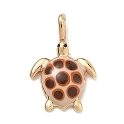 Tortoise Латунь эмаль подвески, золотые, черепаховые чары, 19.5x13x5 мм, отверстие : 3 мм