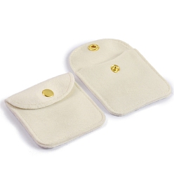 Белый Бархатные мешочки для хранения украшений с кнопкой, для сережек, Кольца, , прямоугольные, белые, 11.8x12 см