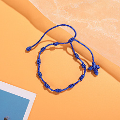 Синий Браслеты из переплетенных бусин из нейлонового шнура, Браслеты из четок для пары друзей, синие, 6-1/4~11-3/4 дюйм (16~30 см)