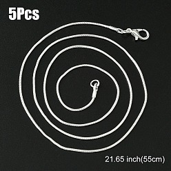 Серебро Колье из латуни, круглая цепочка в виде змеи с застежкой в виде когтей омара, для изготовления колье из бисера, серебряные, 21.65 дюйм (55 см)