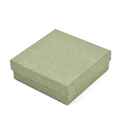 Темный Морско-зеленый Витрины для ювелирных изделий из бумаги, футляры для хранения колец, серег, ожерелий, браслетов, с губкой, квадратный, темно-зеленый, 11.2x11.2x3.9 см