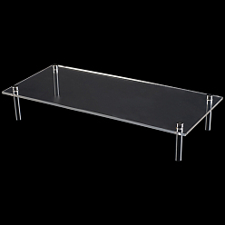 Rectangle 1 набор прозрачных акриловых держателей для кексов, акриловая витрина для десертов с баром из нержавеющей стали, прямоугольные, 20x9x3.6 см