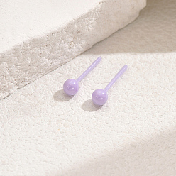 Фиолетовый Круглые фарфоровые серьги-гвоздики, фиолетовые, 15x4 мм