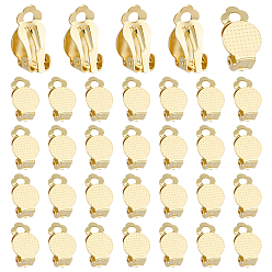 Золотой 304 клипсы из нержавеющей стали, с круглой плоской подушкой, плоско-круглые, золотые, лоток : 9.8 мм, 16x10x7 мм, 40 шт