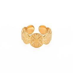 Настоящее золото 18K Ионное покрытие (ip) 304 плоская круглая нержавеющая сталь с открытым манжетным кольцом для защиты от солнечных лучей для женщин, без никеля , реальный 18 k позолоченный, размер США 8 (18.1 мм)