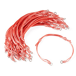 Rouge Indien 20Pièces de cordon en polyester ciré pour la fabrication de bracelets, avec 304 anneaux en acier inoxydable, couleur inox, rouge indien, 10.55 pouce (26.8 cm)