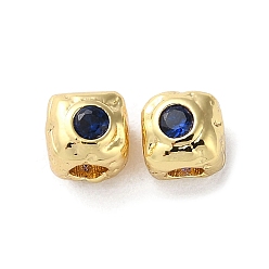 Темно-Синий Латунные микро проложить кубического циркония бусы, без кадмия, без никеля и без свинца, квадратный, темно-синий, 4.5x4.5x4.5 мм, отверстие : 2 мм