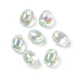 Pale Green UV Plating Rainbow Iridescent Acrylic Beads, Oval, Pale Green, 18x13.5mm, Hole: 3.2mm