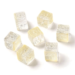 Светлый Золото-желтый Прозрачные стеклянные бусины, кубические, светлый золотарник желтый, 10x11x11 мм, отверстие : 1.5 мм