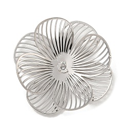 Платина Стойки обшивки латунь крышки шарика, долговечный, без кадмия, без никеля и без свинца, цветок, платина, 30x30x4.5 мм, отверстие : 0.8 мм