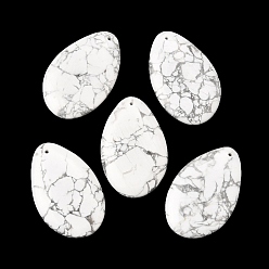 Говлит Естественно Howlite большие кулоны, слезинки, 53~55x33~35x6~7.5 мм, отверстие : 1~1.6 мм