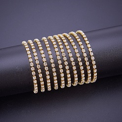 Crystal Brass Rhinestone Strass Chains, Rhinestone Cup Chains, with Spool, Raw(Unplated), Crystal, 2.6mm, about 10yards/roll