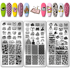 Book Шаблоны для нейл-арта своими руками из нержавеющей стали, шаблонный инструмент, прямоугольные, книга, 12x6 см, 3 шт / комплект