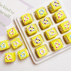 Желтый Непрозрачные акриловые бусины, бусины ручной работы, квадратный, желтые, 16x16 мм, отверстие : 3.5 мм