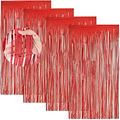 Красный 4 сумки пластиковые занавески с бахромой, мерцающие шторы, на день рождения свадьба елочные украшения, красные, 2000x1000 мм