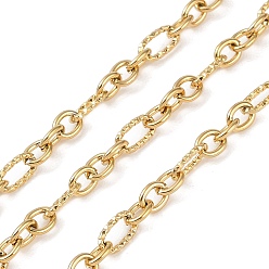Настоящее золото 18K Ионное покрытие (ip) 304 звенья цепи из нержавеющей стали, с катушкой, несварные, реальный 18 k позолоченный, 7.5x4x1 мм, около 32.81 футов (10 м) / рулон